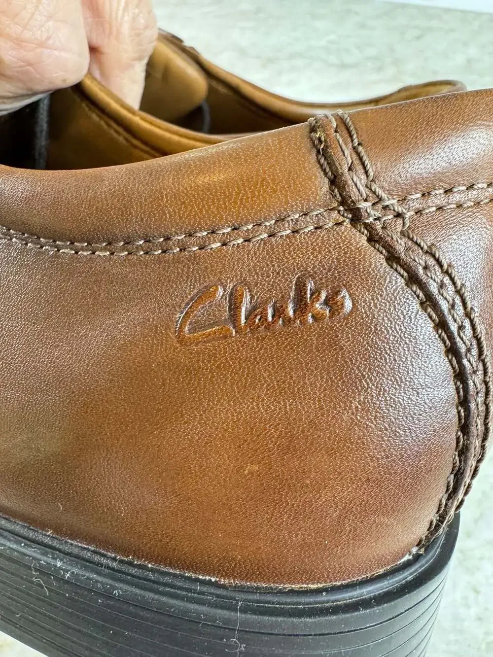 Clarks Tilden Walk Mens 9 M Dark Tan Brown Leather Oxford Dress Shoes